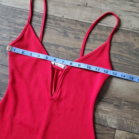 Missguided Frill Hem Plunge Mini Dress Red - Picture 6 of 8